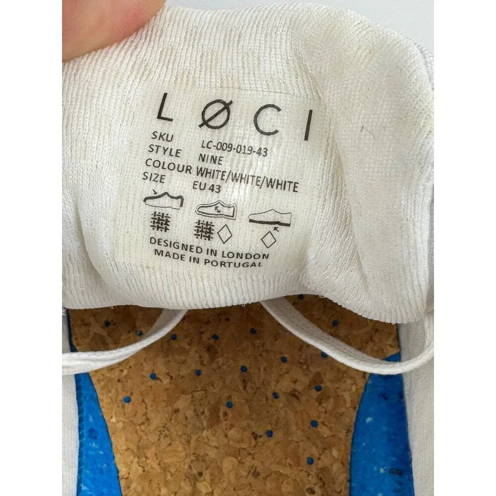 Loci NEW Nine White Sneakers Unisex EU 43 (Men's 10/Women's 11) Designer Court